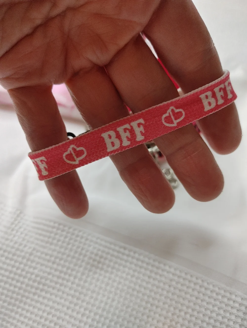 GIRLS FUN PINK CLOTH BRACELETS (3)